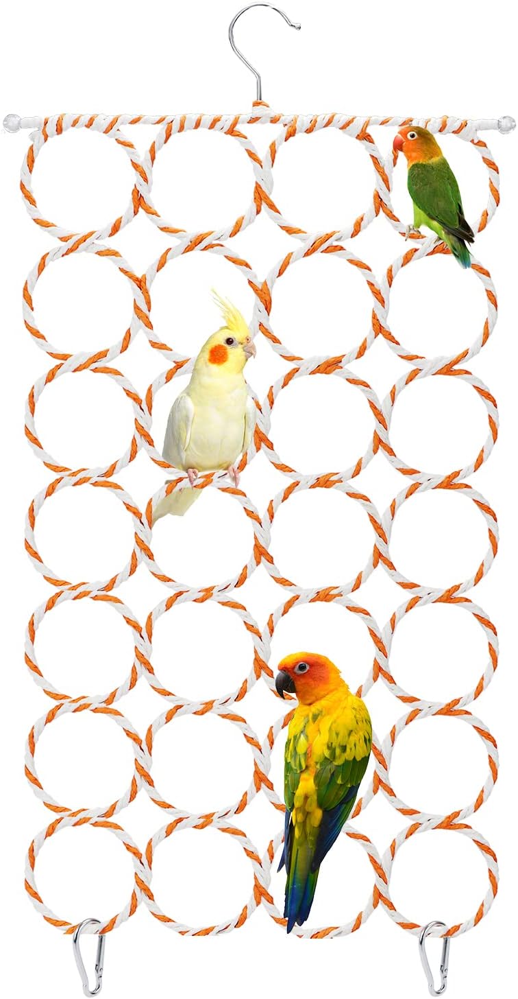 Litewoo Parrot Climbing Hammock Net Bird Bed Perch Cotton Hemp Rope Swing Ladder Chew Toy Cage Accessories for Parakeet Cockatiel Cockatoo African Grey Macaw Lovebird Finch Canary - Image 1