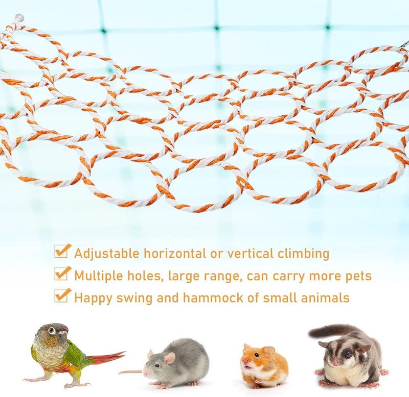 Litewoo Parrot Climbing Hammock Net Bird Bed Perch Cotton Hemp Rope Swing Ladder Chew Toy Cage Accessories for Parakeet Cockatiel Cockatoo African Grey Macaw Lovebird Finch Canary - Image 3