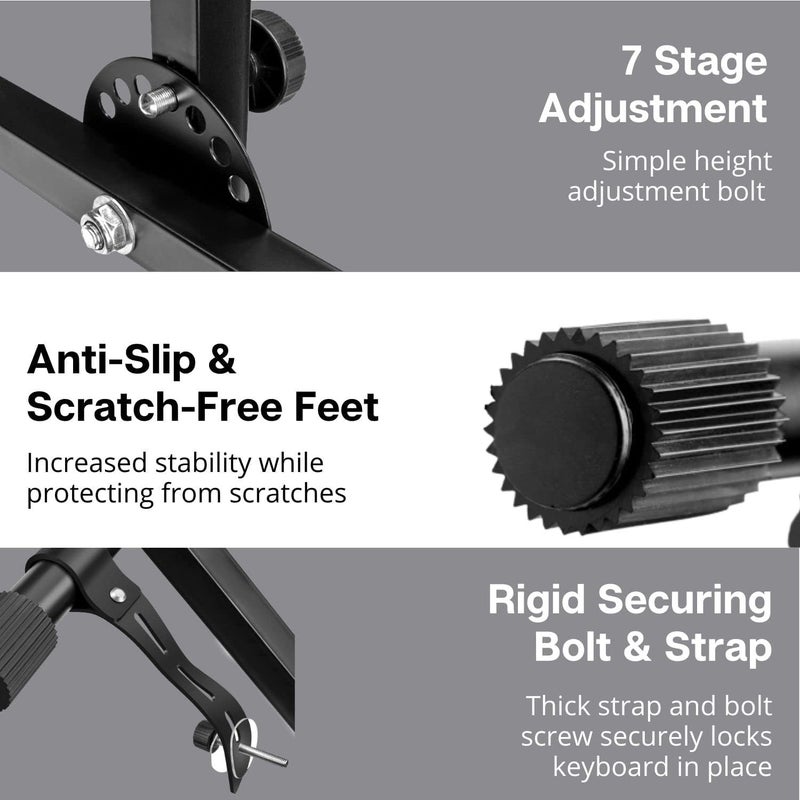 Powerpak ZJYC-D-X2 Classic Keyboard Stand | 7 Stage Adjustment, Double-X, Adjustable Piano Keyboard Stand with Locking Straps (3kg Dual Braced) - Image 4