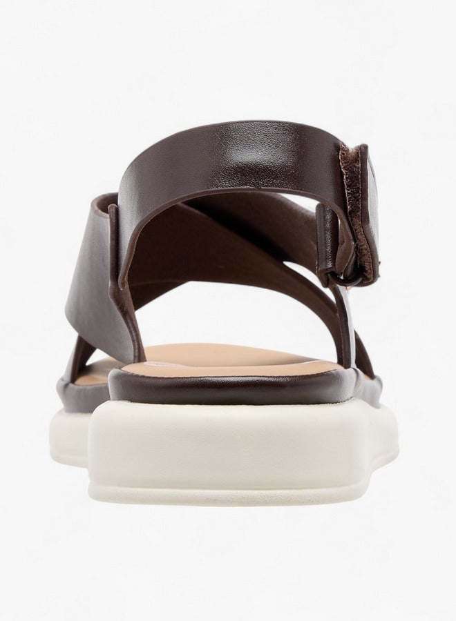 Le Confort Women's Solid Cross Strap Comfort Sandals with Hook and Loop Closure  - Image 4