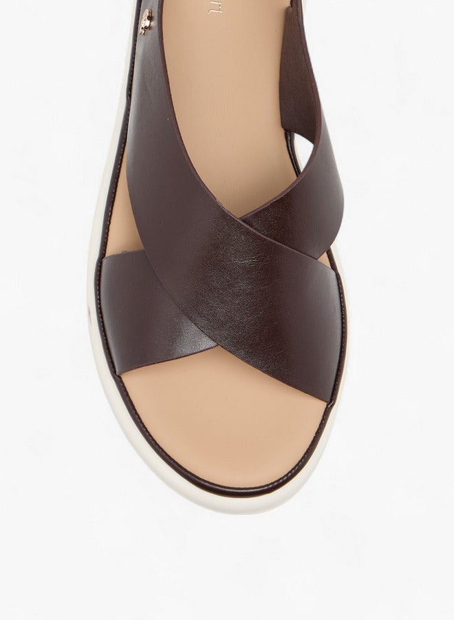 Le Confort Women's Solid Cross Strap Comfort Sandals with Hook and Loop Closure  - Image 3