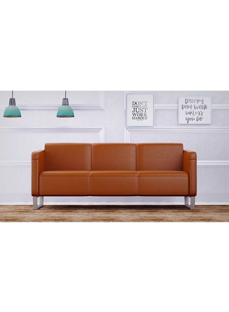 Mahmayi 2850 Three Seater PU Sofa - Chocolate Brown 174x78x77 CM - Image 4