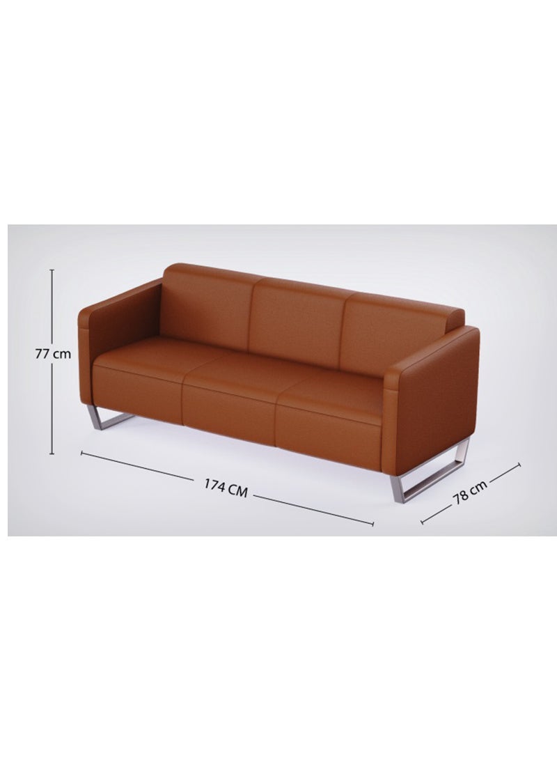 Mahmayi 2850 Three Seater PU Sofa - Chocolate Brown 174x78x77 CM - Image 5