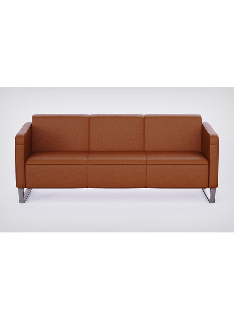 Mahmayi 2850 Three Seater PU Sofa - Chocolate Brown 174x78x77 CM - Image 2