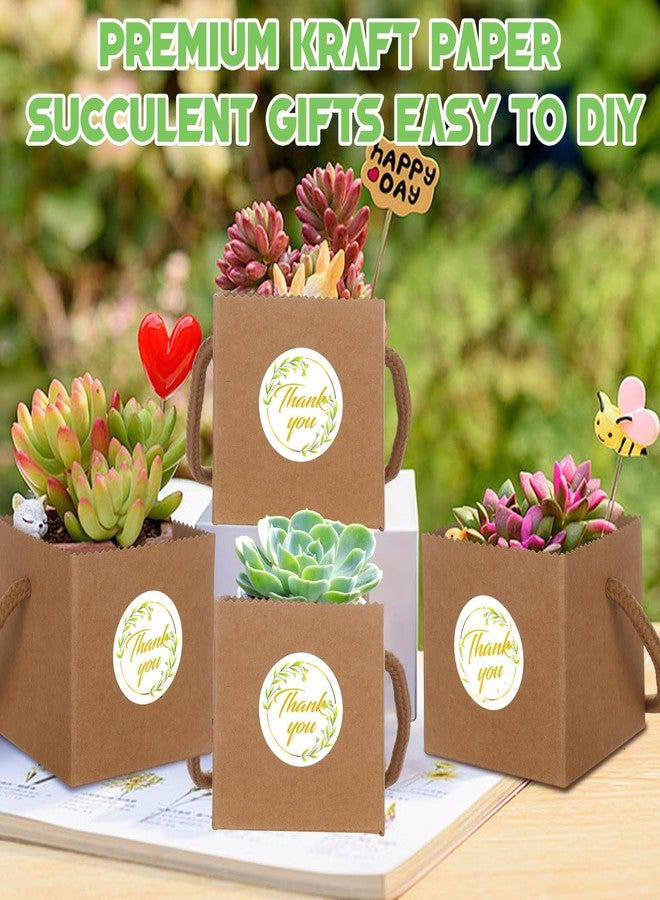 Beupy 100 Pcs Succulent Wrap Bags Bulk 2.5 Inch Mini Kraft Paper Succulent Wrap Bags with Handles & Thank You Stickers for Wedding Baby Shower Succulent Plants Party Favors for Guests - Image 5