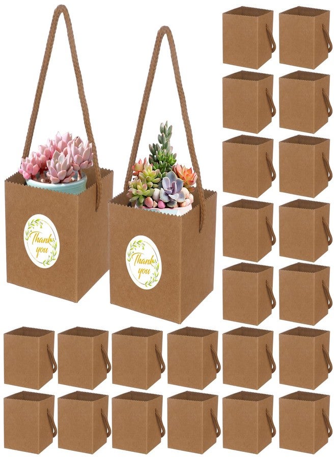 Beupy 100 Pcs Succulent Wrap Bags Bulk 2.5 Inch Mini Kraft Paper Succulent Wrap Bags with Handles & Thank You Stickers for Wedding Baby Shower Succulent Plants Party Favors for Guests - Image 1