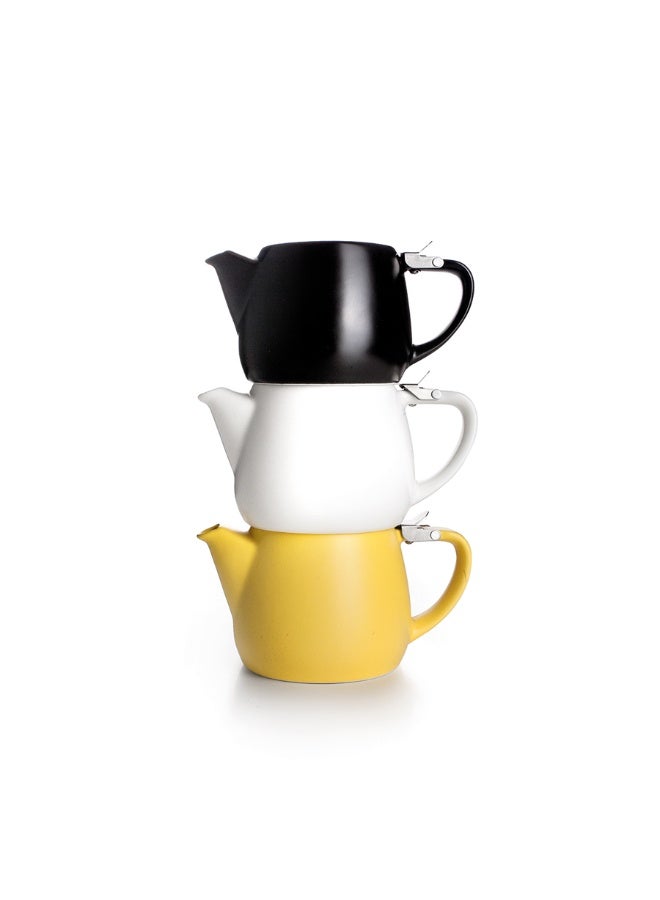 ibili إبريق شاي سيراميك لوكسور 540 مل، مصفاة شاي مع فلتر من الفولاذ المقاوم للصدأ، إبريق بتشطيب غير لامع، تصميم قابل للتكديس، سطح ناعم، أدوات مطبخ صحية ومتينة، غسيل يدوي فقط (أبيض) - Image 3