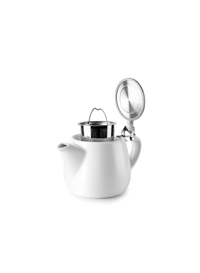 ibili إبريق شاي سيراميك لوكسور 540 مل، مصفاة شاي مع فلتر من الفولاذ المقاوم للصدأ، إبريق بتشطيب غير لامع، تصميم قابل للتكديس، سطح ناعم، أدوات مطبخ صحية ومتينة، غسيل يدوي فقط (أبيض) - Image 4