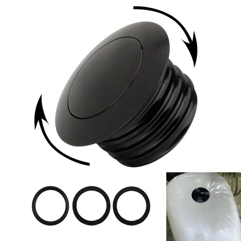 Kucehiup Motorcycle Clockwise Fuel Gas Oil Tank CapCNC Popup Gas Cap for Harley 19822018 Vented Fuel Tank Black