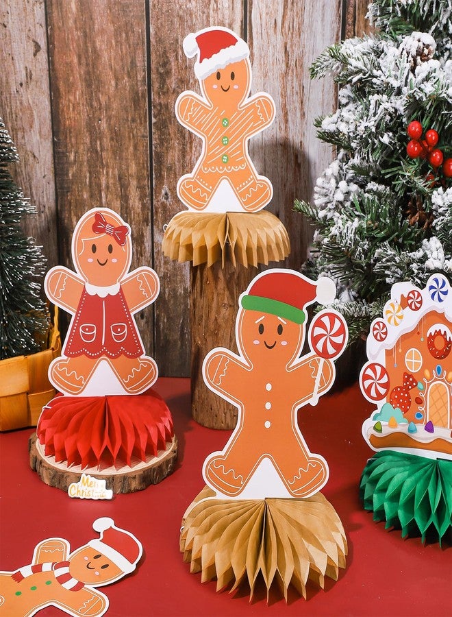 Whaline 12Pcs Christmas Honeycomb Centerpieces Gingerbread Honeycomb Decor Assorted 3D Xmas Table Decoration for Winter Party Favor Supplies - Image 4