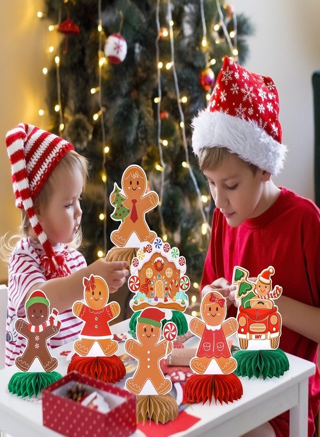 Whaline 12Pcs Christmas Honeycomb Centerpieces Gingerbread Honeycomb Decor Assorted 3D Xmas Table Decoration for Winter Party Favor Supplies - Image 5