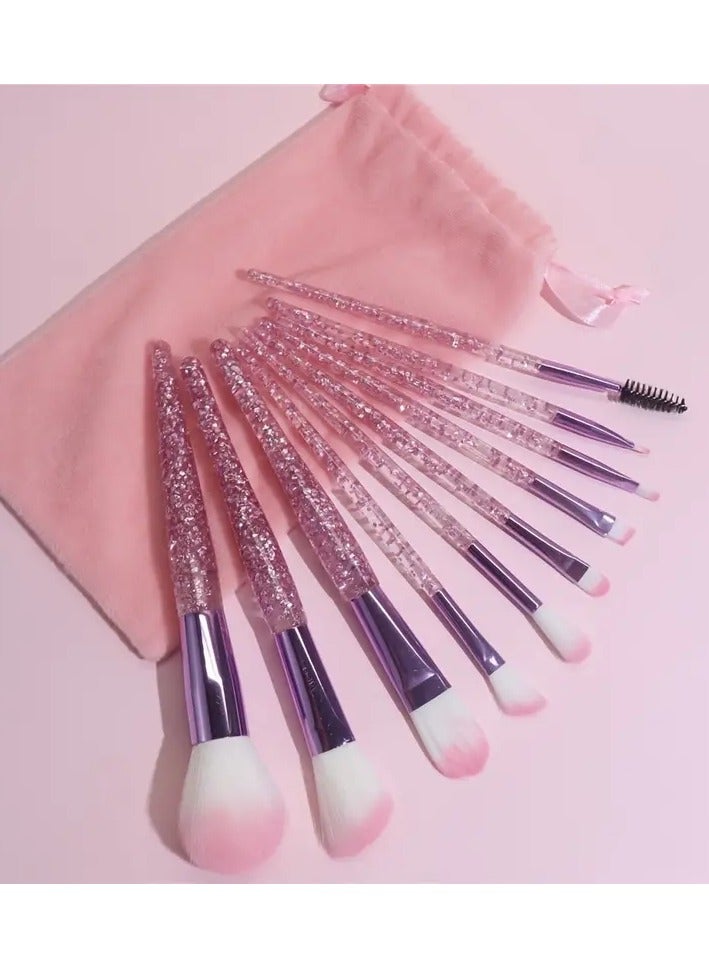 أوريتي 10pcs الوردي الكريستال مقبض فرشاة المكياج - Image 2