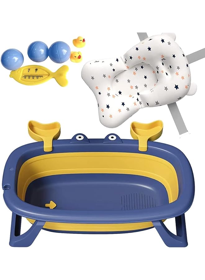 LINJIE Baby Bathtub Baby Bathtub Portable With Baby Cushion Foldable Infant Shower Basin With Drain Hole Shower Basin With Non Slip Support Leg For 0 2 Years Boy Girl - Image 2