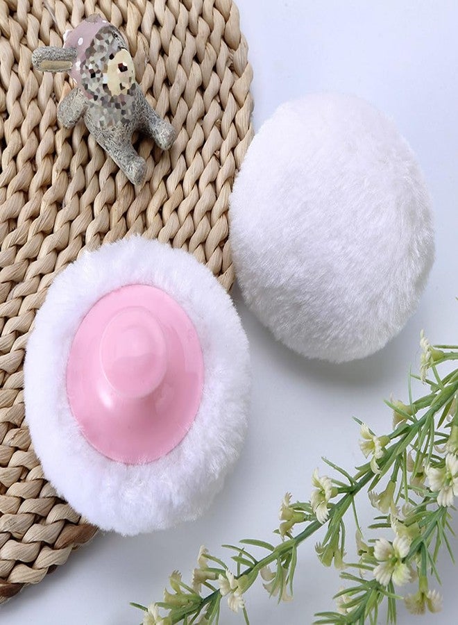 Luzen 3Pcs Ultra Soft Fluffy Powder Puffs Round Face Body Cosmetic Powder Puff Loose Powder Puffs with Handle Beauty Puff Sponge, Pink - Image 2