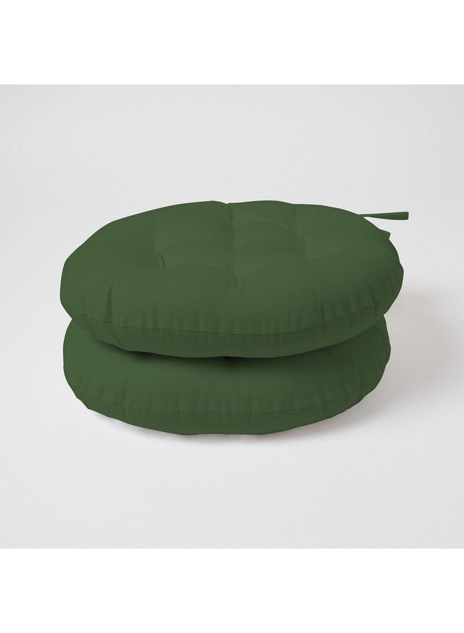 SKANDA FAB Cotton Reversible Round Chair Pad Cushion - Leopard Green, 40 X 40 X 8 Cm (Pack of 2) - Image 1