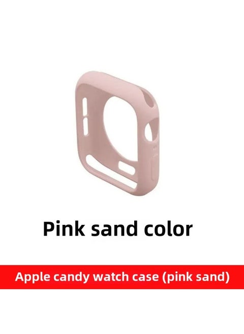 Half Pack TPU Watch Case For Apple Iwatchs10 Soft Case Ultra49mm Candy Color Frosted Protective Cover-Color:Pink Sand-Dimensions:Candy Shell (41mm) With Packaging