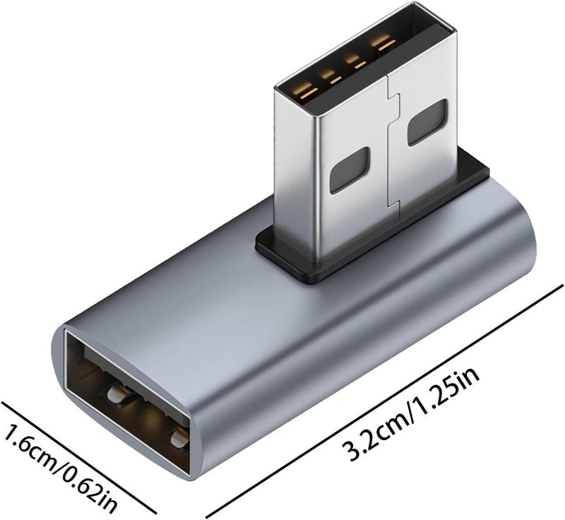 Tobo USB 90 Degree Adapter Profile A Male Female Extension Adapter 90 Degree Converter High Speed Data Transfer Compatible Phones Laptops, Left Angle Female Extension Power Data Video TD-1074TC - Image 4