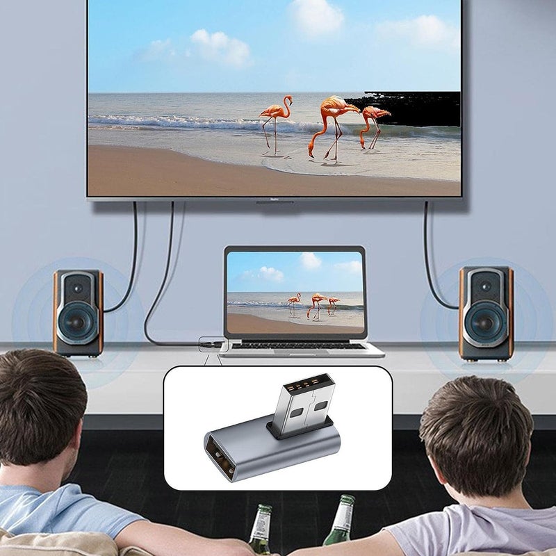 Tobo USB 90 Degree Adapter Profile A Male Female Extension Adapter 90 Degree Converter High Speed Data Transfer Compatible Phones Laptops, Left Angle Female Extension Power Data Video TD-1074TC - Image 2