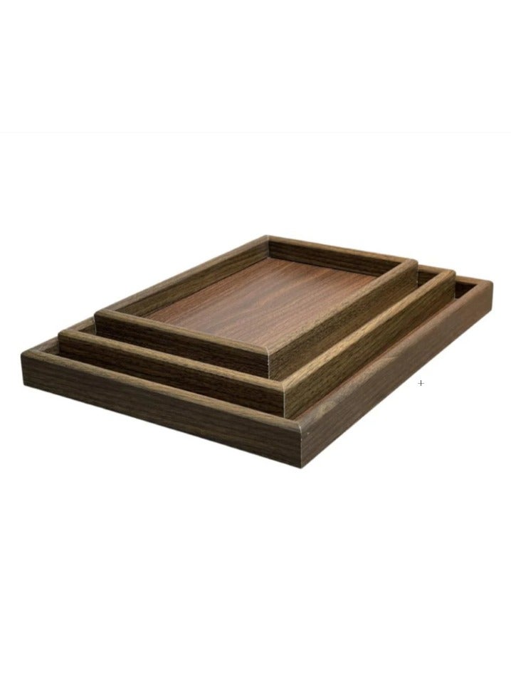 كايان صواني تقديم خشبية - مجموعة من 3 مقاسات مختلفة (صغيرة، متوسطة، كبيرة) - متينة ومضادة للانزلاق - Image 2