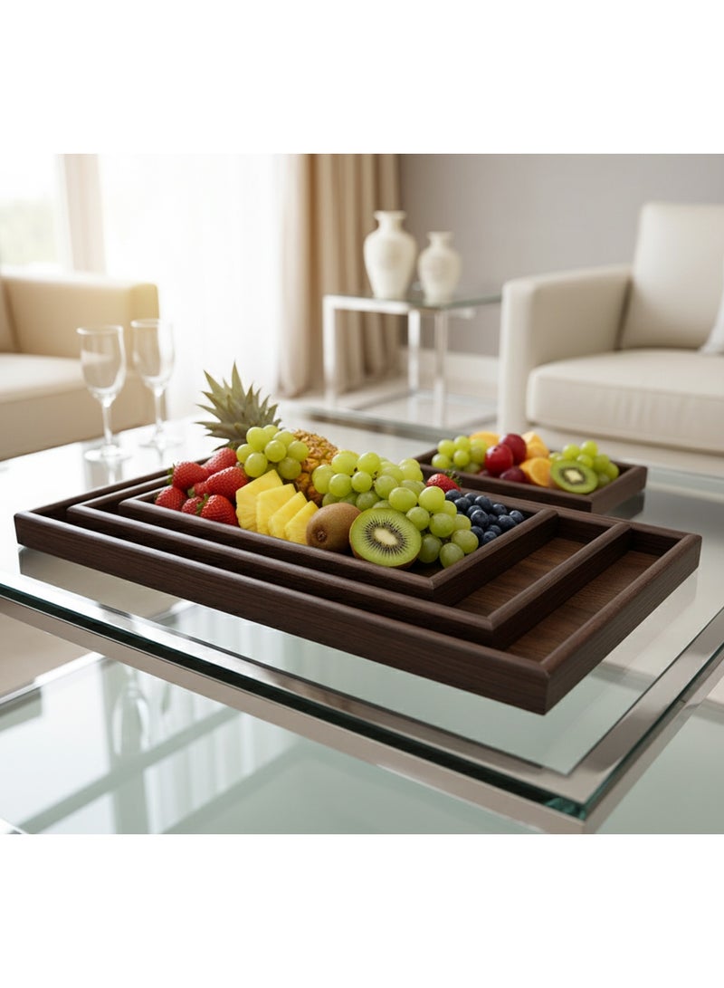 كايان صواني تقديم خشبية - مجموعة من 3 مقاسات مختلفة (صغيرة، متوسطة، كبيرة) - متينة ومضادة للانزلاق - Image 4