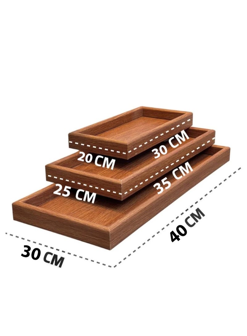 كايان صواني تقديم خشبية - مجموعة من 3 مقاسات مختلفة (صغيرة، متوسطة، كبيرة) - متينة ومضادة للانزلاق - Image 3