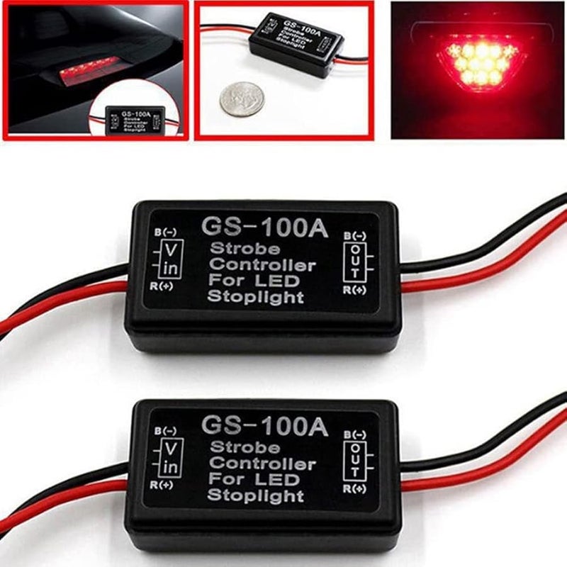 4Pcs Black GS 100A Brake Light Flasher Module DC 12 24V 2A 24W Tail Lamp Safety Controller - Image 4