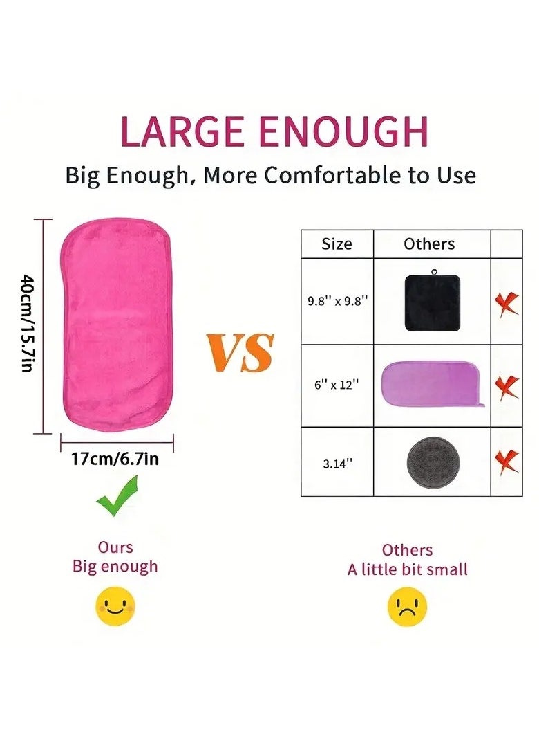 ORiTi 1Pc Make up Remover Cloths Microfiber Reusable Fast Drying Washcloth Face Towels for Women - Red  - Image 4