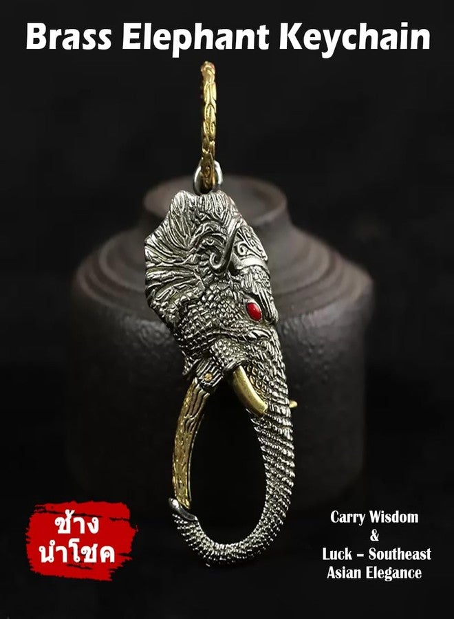 kcrygogo Vintage White Copper Elephant Keychain - Movable Jaw Design, Southeast Asian Style, Lucky Charm, Thailand India Travel Souvenir, Business Gift for Men - Image 5