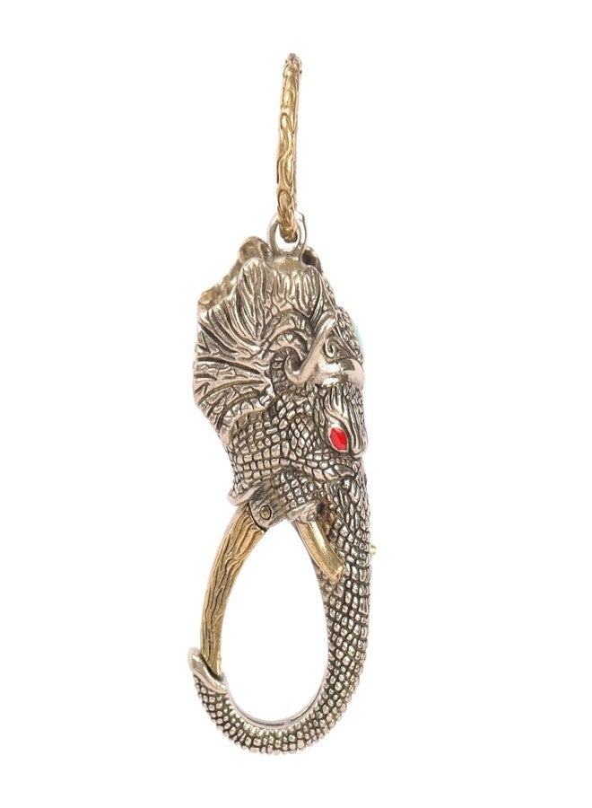 kcrygogo Vintage White Copper Elephant Keychain - Movable Jaw Design, Southeast Asian Style, Lucky Charm, Thailand India Travel Souvenir, Business Gift for Men - Image 1