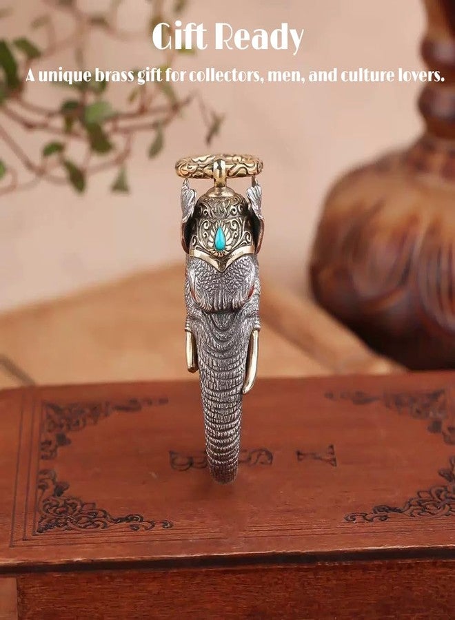 kcrygogo Vintage White Copper Elephant Keychain - Movable Jaw Design, Southeast Asian Style, Lucky Charm, Thailand India Travel Souvenir, Business Gift for Men - Image 3