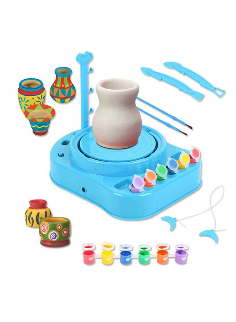 JOLLITY LLC مجموعة عجلات الفخار (زرقاء) مجموعة حرفية استوديو آلة خزفية مع طين لعبة تعليمية للفنانين للمبتدئين/هدايا عيد الميلاد وعيد الميلاد للأطفال من 7 إلى 12 سنة - Image 3