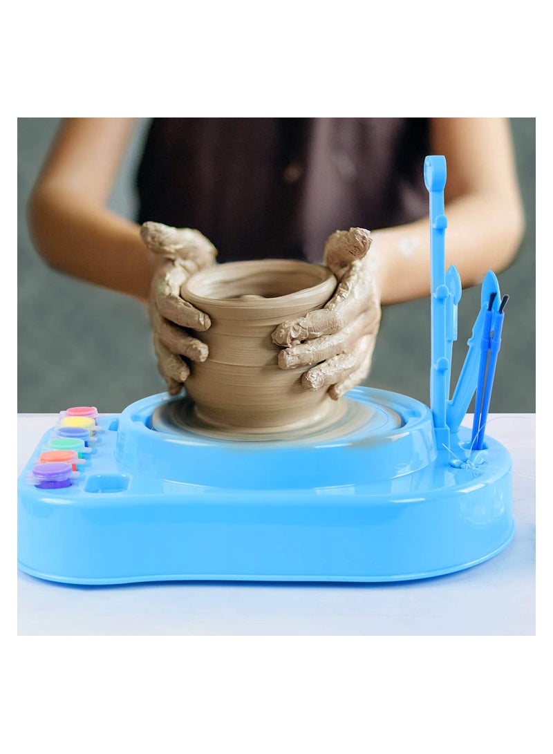 JOLLITY LLC مجموعة عجلات الفخار (زرقاء) مجموعة حرفية استوديو آلة خزفية مع طين لعبة تعليمية للفنانين للمبتدئين/هدايا عيد الميلاد وعيد الميلاد للأطفال من 7 إلى 12 سنة - Image 4