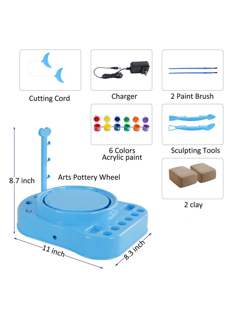 JOLLITY LLC مجموعة عجلات الفخار (زرقاء) مجموعة حرفية استوديو آلة خزفية مع طين لعبة تعليمية للفنانين للمبتدئين/هدايا عيد الميلاد وعيد الميلاد للأطفال من 7 إلى 12 سنة - Image 2