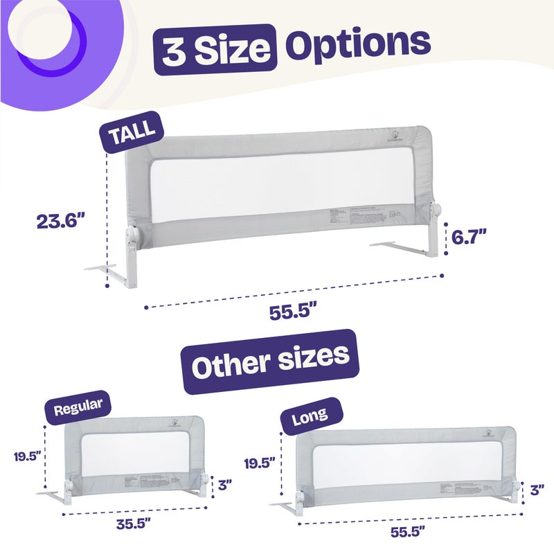 ComfyBumpy 1-Pack Bed Rail for Toddlers 55.5" L x 23.5" H | Extra Tall Toddler Bed Rails for Twin, Full, Queen & King Mattress Size | Swing Down Rail Guard | Mattress Side Rail for Kids | Gray - Image 4