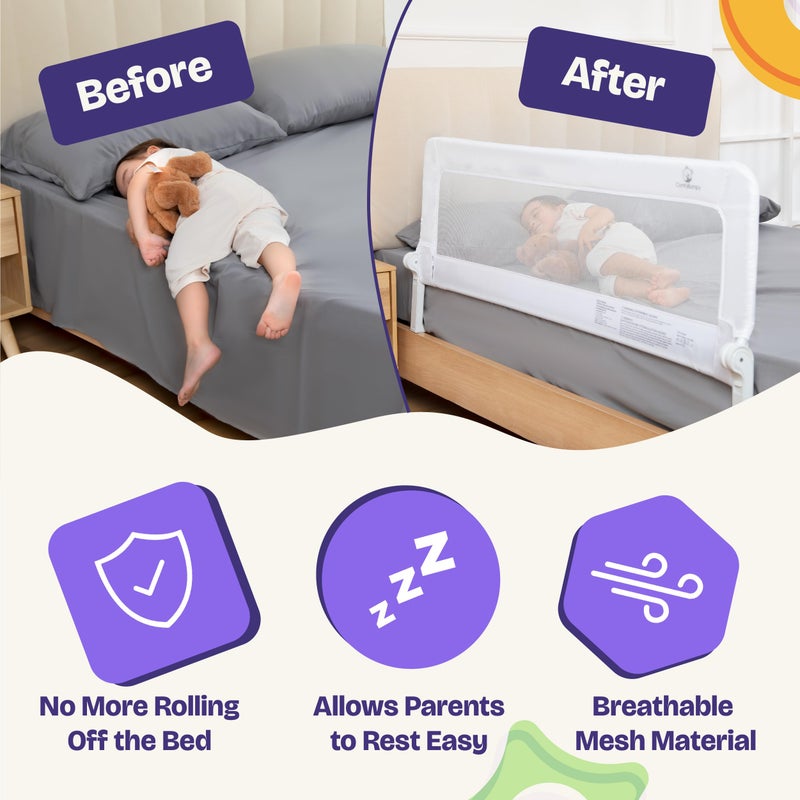 ComfyBumpy 1-Pack Bed Rail for Toddlers 55.5" L x 23.5" H | Extra Tall Toddler Bed Rails for Twin, Full, Queen & King Mattress Size | Swing Down Rail Guard | Mattress Side Rail for Kids | Gray - Image 3