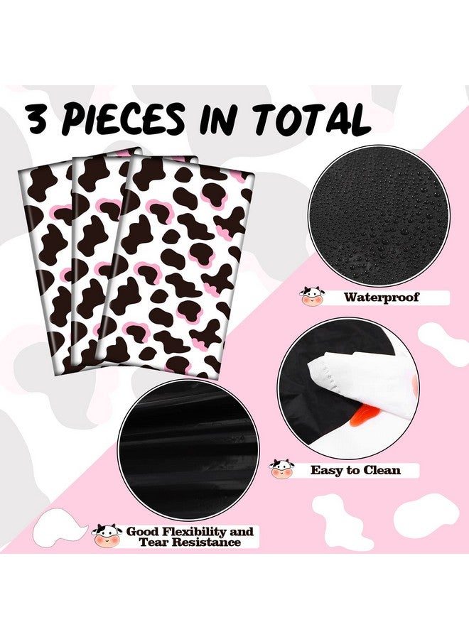 Remagr 3 Pcs Pink Cowgirl Cow Print Table Cover Plastic Rectangle Cowgirl Farm Animal Theme Party Tablecloth Pink Black And White Cow Print Disposable For Kids Barnyard Baby Shower Birthday Party Supplies - Image 4