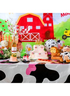 Remagr 3 Pcs Pink Cowgirl Cow Print Table Cover Plastic Rectangle Cowgirl Farm Animal Theme Party Tablecloth Pink Black And White Cow Print Disposable For Kids Barnyard Baby Shower Birthday Party Supplies  - Image 2