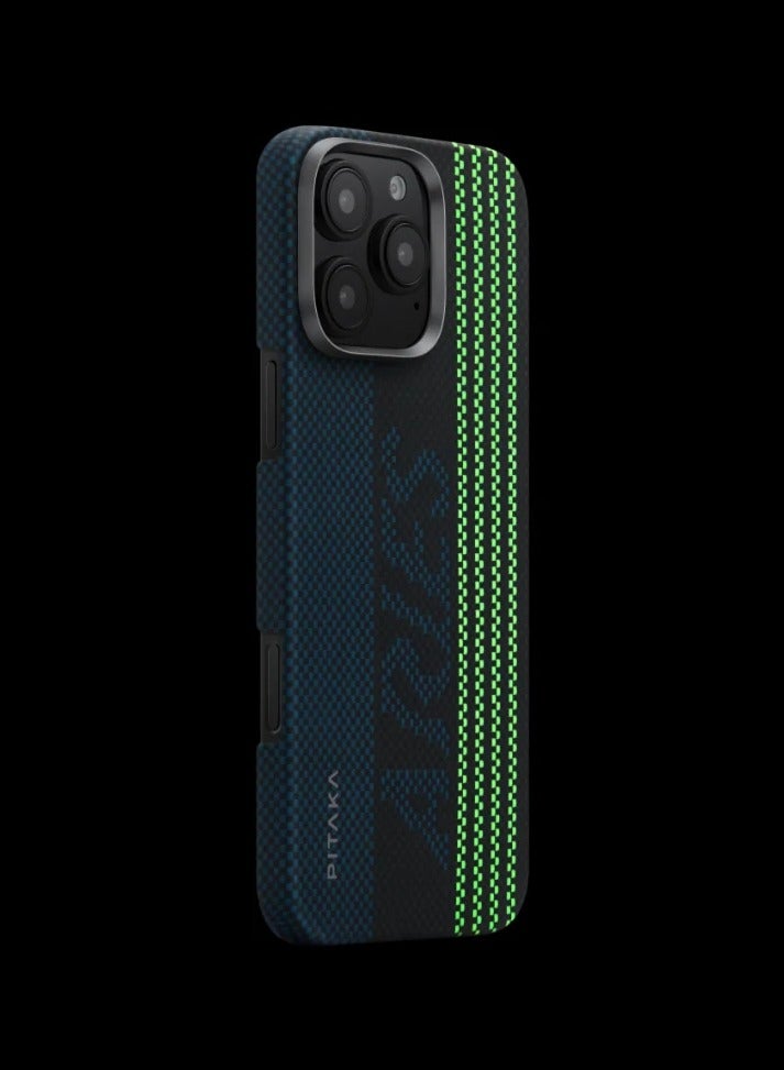 PITAKA pitaka for iPhone 16 Pro Max Case Compatible with MagSafe, Thin & Light Case iPhone 16 Pro Max with a Caseless Feel, Glow in The Dark, 1500D Aramid Fiber Woven Luminous Tactile Woven Case - Credit card  - Image 5