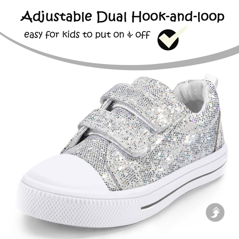 K KomForme Toddler Sneakers for Boys and Girls Dual Hook and Loops Sneakers Baby Canvas Shoes - Image 3