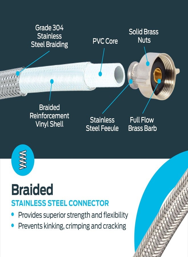 إيست مان موصل مرحاض مرن من إيستمان، مقاس ١٢ بوصة، حنفية كروية ٧/٨ بوصة × ضغط ٣/٨ بوصة، خرطوم مضفر من الفولاذ المقاوم للصدأ، ٤٨٠٨٨ - Image 4