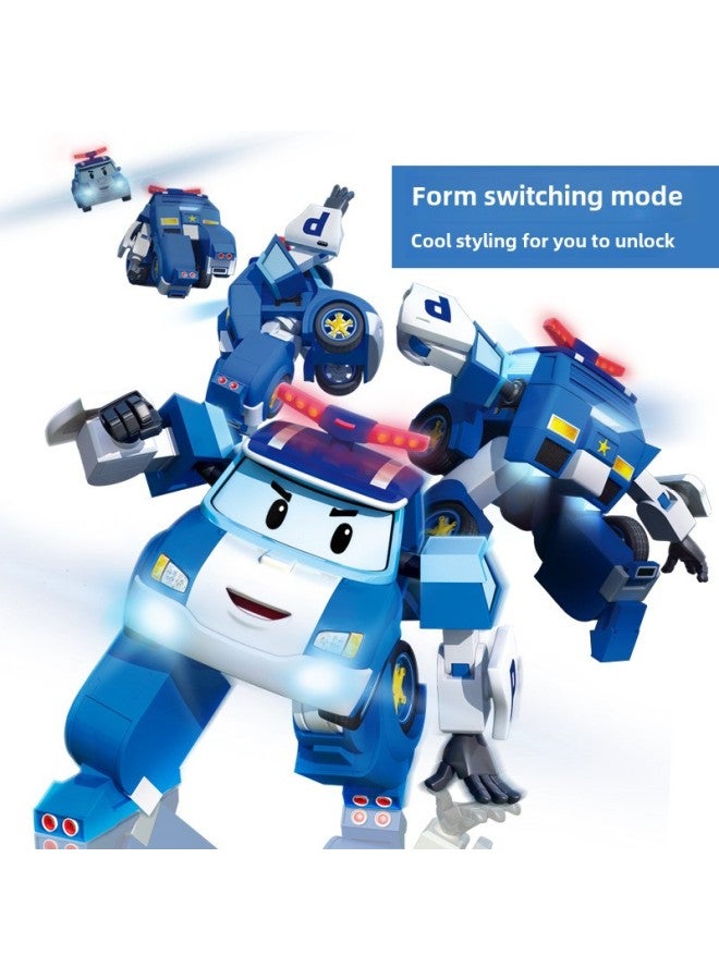 Large Deformation Police Car Perly Toy POLI Deformation Robot Roy Fire Truck Rescue Team Children Toy Car-Color:981-9: Deformed Police Car Perly 6 Pack  Deformed - Image 4