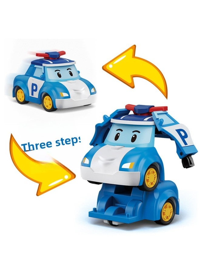 Large Deformation Police Car Perly Toy POLI Deformation Robot Roy Fire Truck Rescue Team Children Toy Car-Color:981-9: Deformed Police Car Perly 6 Pack  Deformed - Image 3