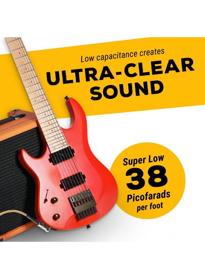 GLS Audio GLS Audio Instrument Cable - Amp Cord for Bass & Electric Guitar - Straight to Right Angle 1/4 Inch Instrument Cable - Brown/Yellow Braided Tweed, 20ft  - Image 5