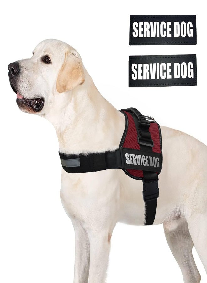 ALBCORP Service Dog Vest Harness – Reflective Service Animal Vest, No-Pull Harness with Handle & Mesh Padding – Sizes XXS-XL for Puppies – 2 Removable Service Patches Included (Medium, Maroon) - Image 2