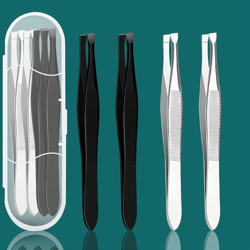 ملقط حواجب من الفولاذ المقاوم للصدأ، أداة دقيقة لإزالة الشعر، طقم من 3 قطع - Image 5