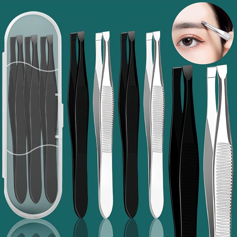 ملقط حواجب من الفولاذ المقاوم للصدأ، أداة دقيقة لإزالة الشعر، طقم من 3 قطع - Image 1