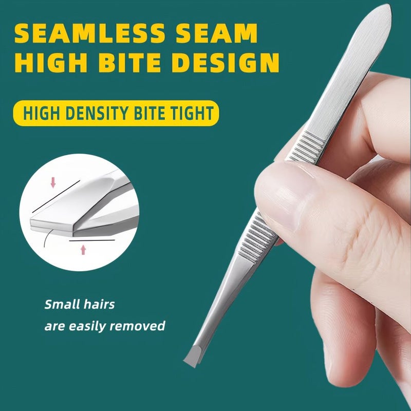 ملقط حواجب من الفولاذ المقاوم للصدأ، أداة دقيقة لإزالة الشعر، طقم من 3 قطع - Image 2
