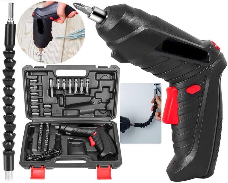 DS ENTERPRISE 47 Pcs Electric Screwdriver Bit Set, 4.2V 3.2Nm, Front LED Light, Flexible Shaft, 3.2Nm Maximum Torsion Power Screwdriver with USB Rechargeable Cable Carrying Case, for Household Repair Tool (AA) - Image 2