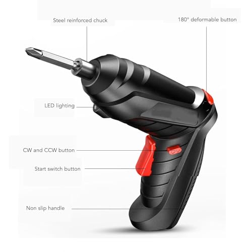 DS ENTERPRISE 47 Pcs Electric Screwdriver Bit Set, 4.2V 3.2Nm, Front LED Light, Flexible Shaft, 3.2Nm Maximum Torsion Power Screwdriver with USB Rechargeable Cable Carrying Case, for Household Repair Tool (AA) - Image 3
