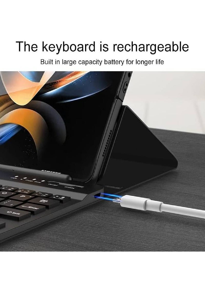 GENNEXT Samsung Galaxy Z Fold 4/ Z Fold 3 Phone Keyboard Shell + Phone Case,Deformable Folding Detachable Bluetooth Keyboard Holster Leather Keyboard Stand Cover  - Image 2
